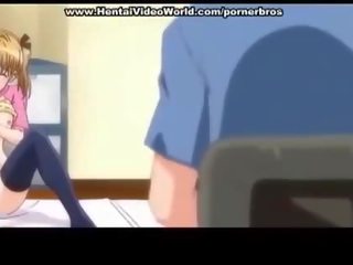 Anime teen lady sets up fun fuck in bed