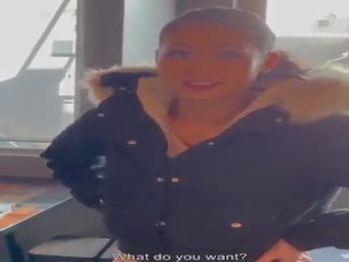 Good xxx clip in the restaurant with busty Asian French Mailyne